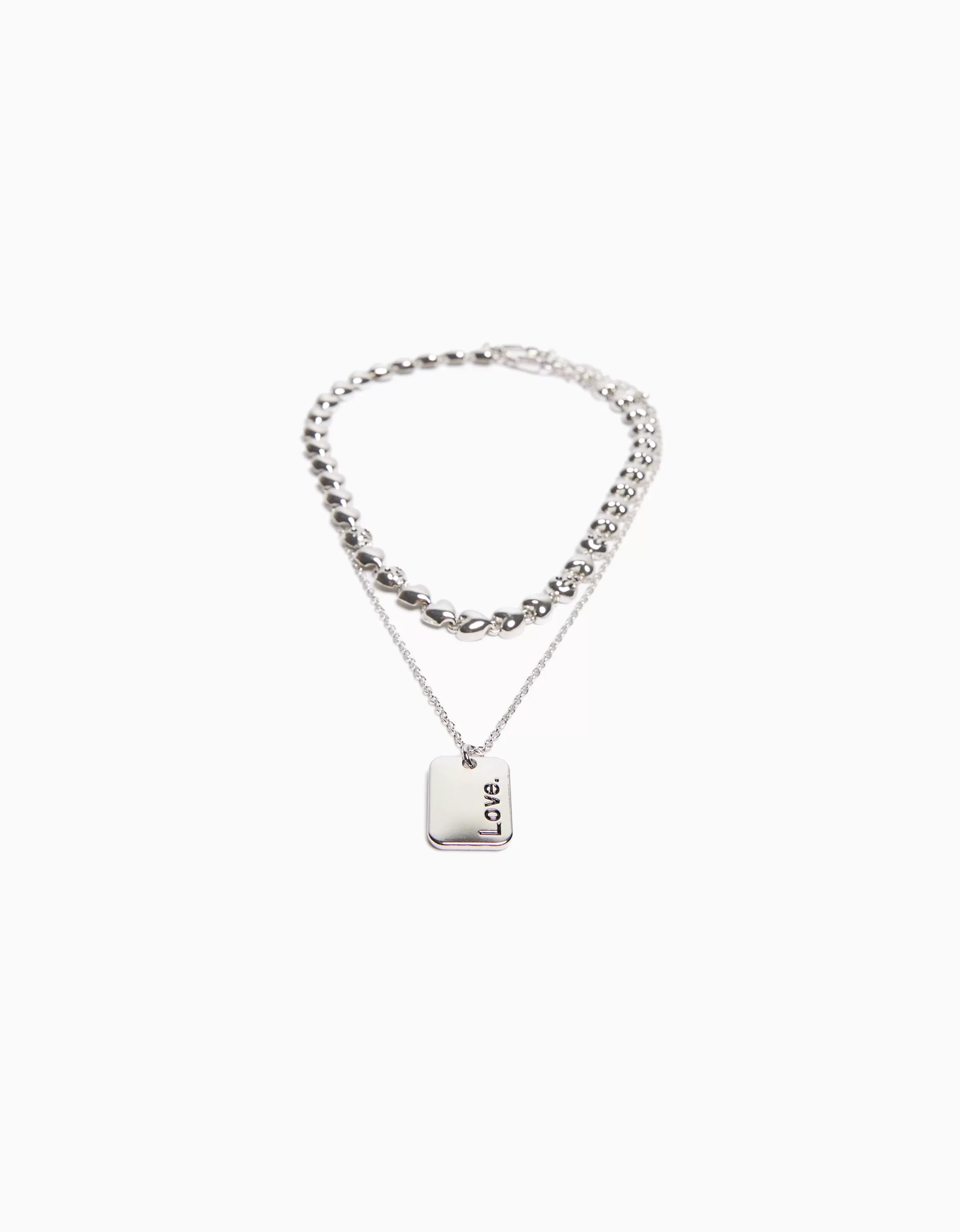 BERSHKA Amore Unico: Coppia di Collane con Cuori in Argento