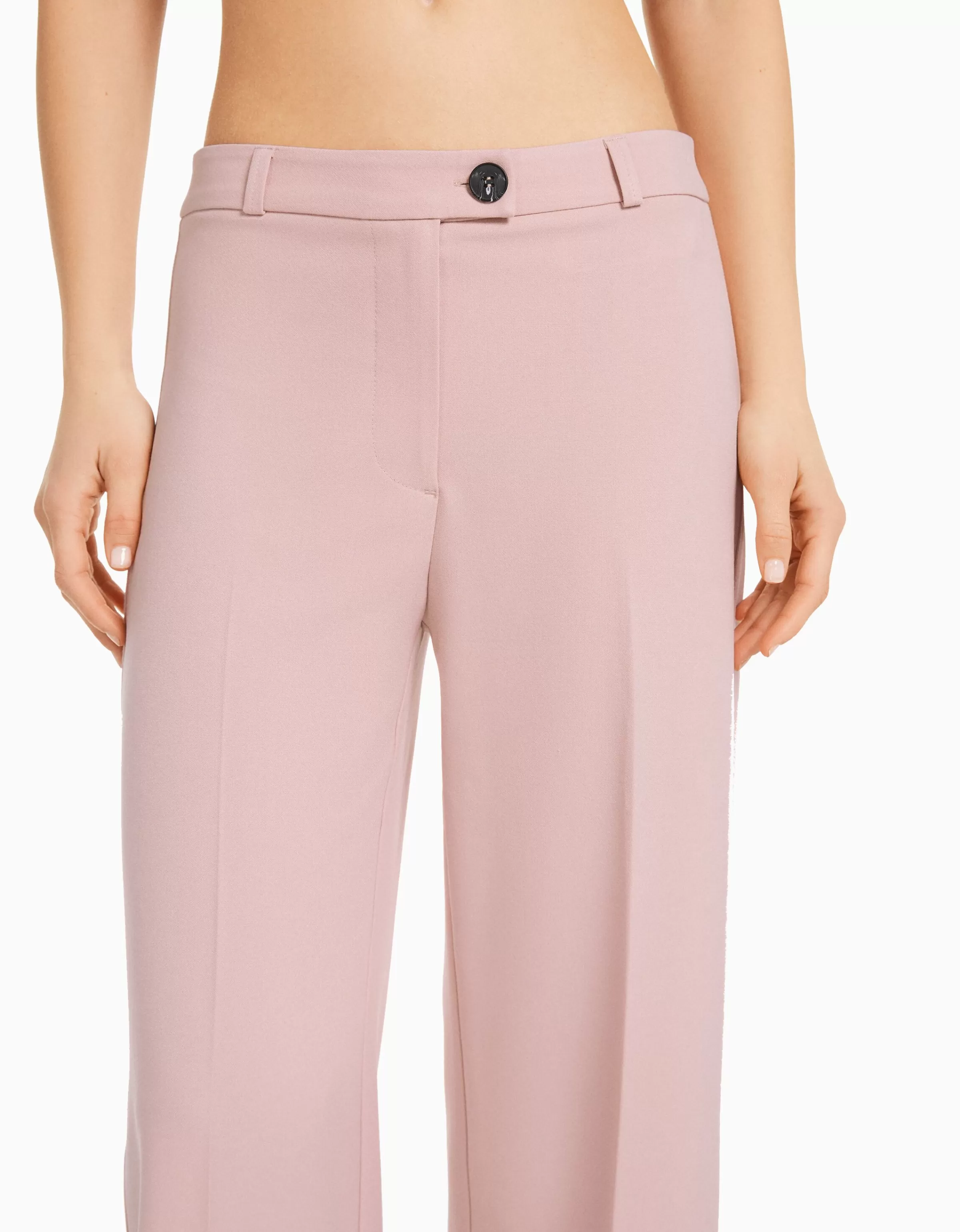 BERSHKA Pantaloni sartoriali con passanti - Gamba larga in blu marino degli Essential