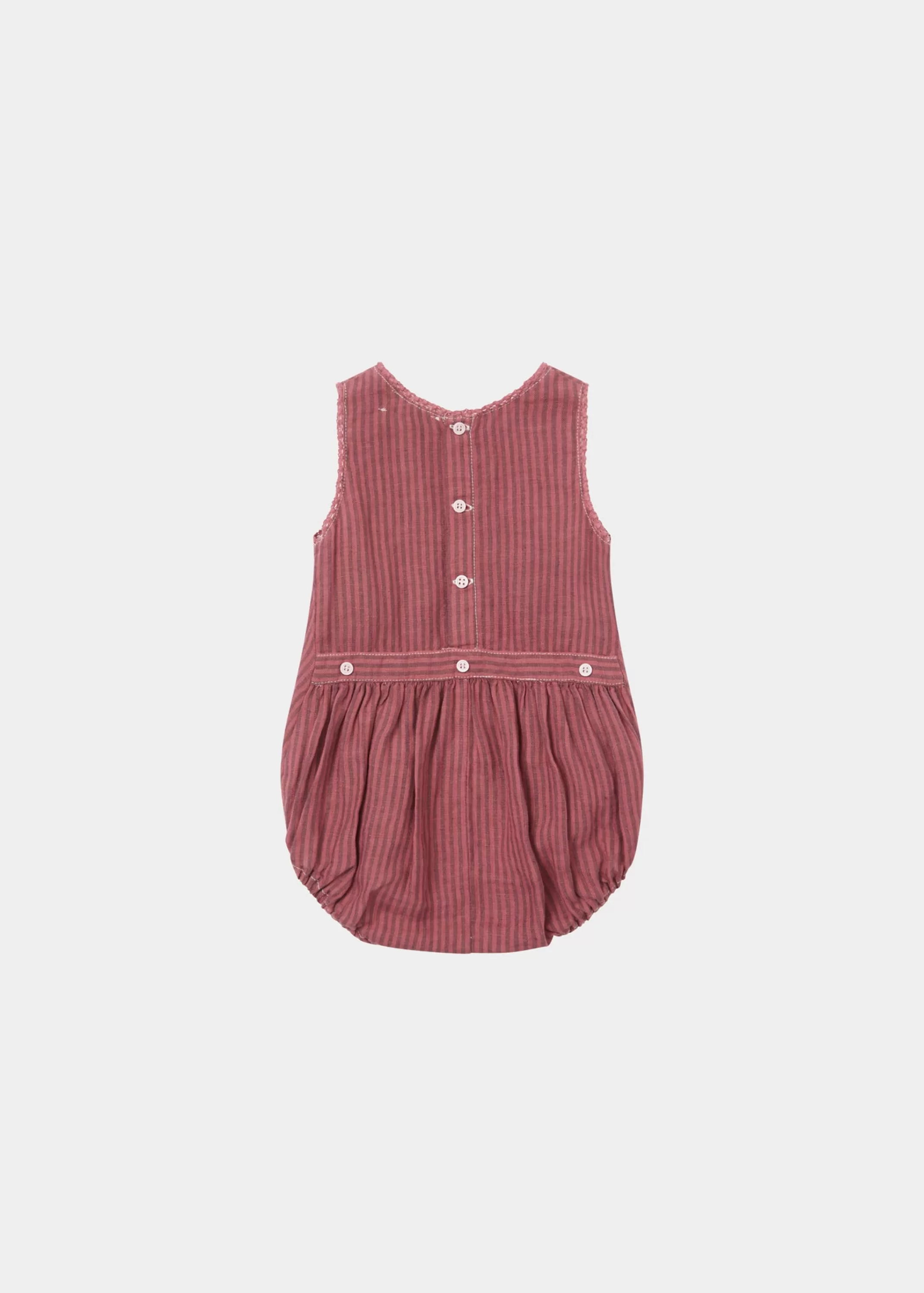Tuta Primavera Neonato Pilea Caramel - Body Confortevole in Cotone a Strisce Lampone per Bambini 0-24 Mesi