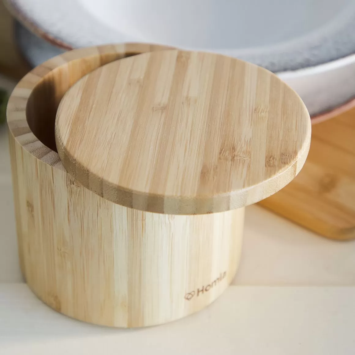 HOMLA Contenitore in Bambù con Chiusura Magnetica - Formato Compatto 12x10.5 cm per Conservazione Intelligente