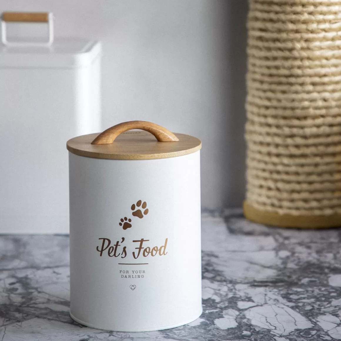 HOMLA Contenitore Dingo Portatile per Cibo Animali - Bianco, Design Compatto 17x13 cm, Ideale per Cani e Gatti