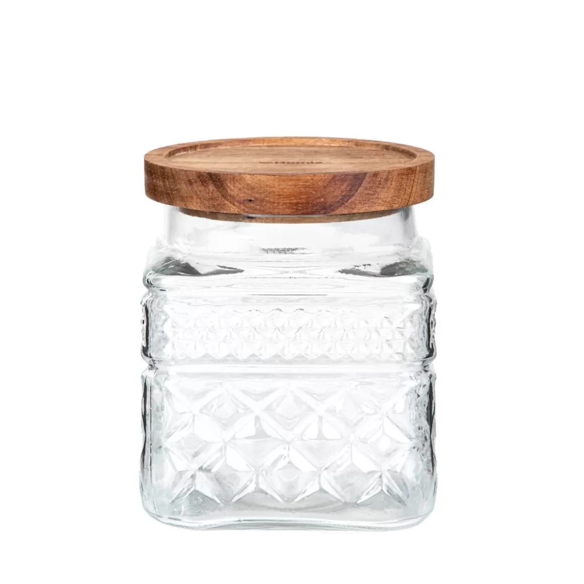 HOMLA Moladri - Contenitore Quadrato Ermetico con Coperchio in Acacia Naturale, Capacità 1 Litro