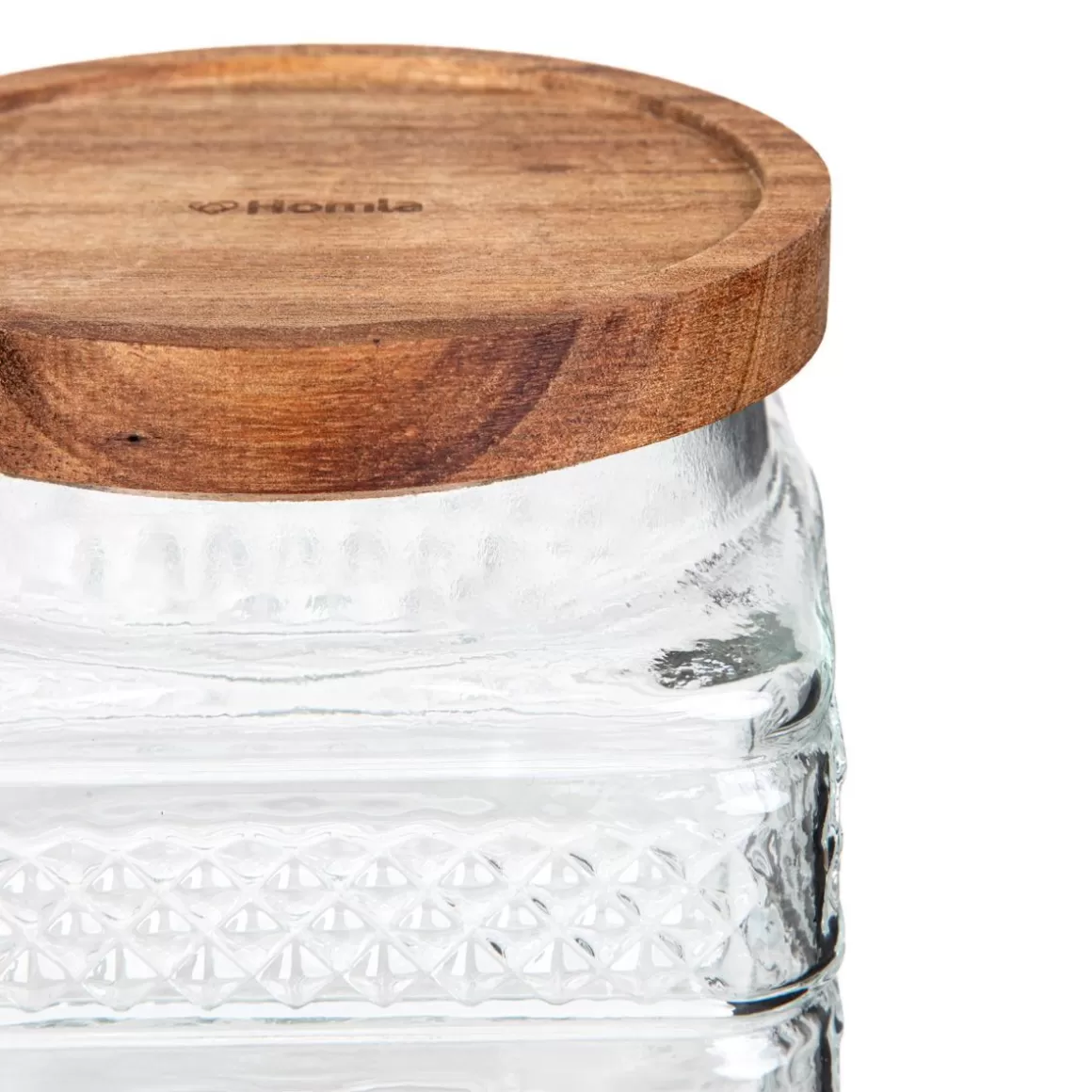 HOMLA Moladri - Contenitore Quadrato Ermetico con Coperchio in Acacia Naturale, Capacità 1 Litro
