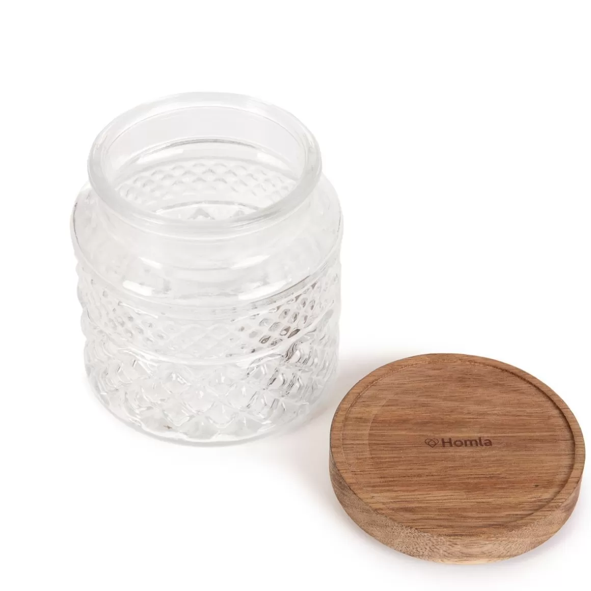 HOMLA Contenitore Moderno Moladri con Coperchio in Legno d'Acacia - Design Naturale da 600 ml per Cucina