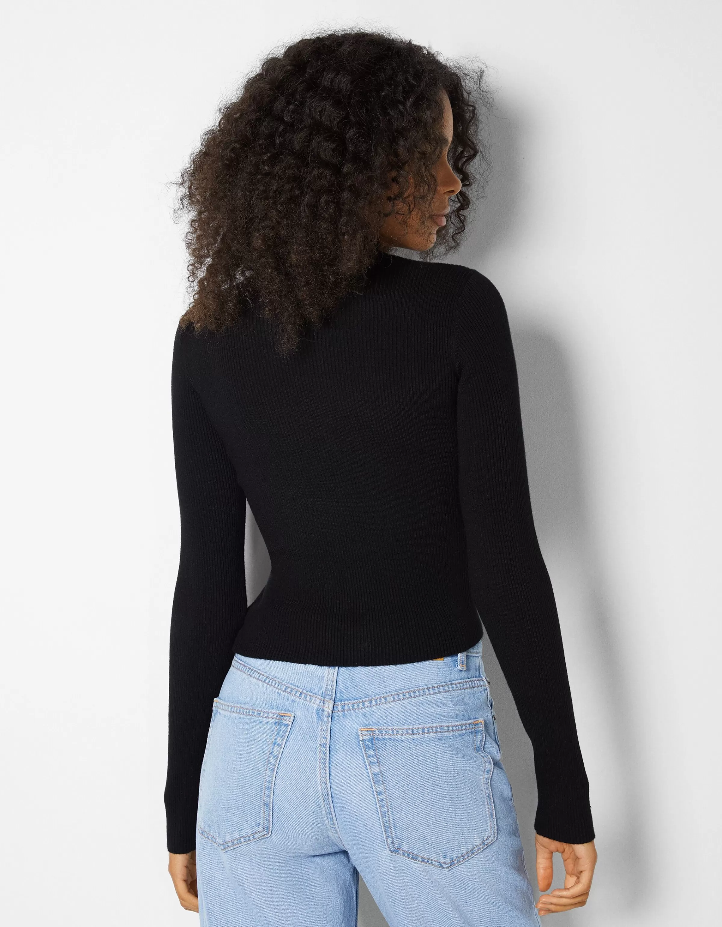 BERSHKA Maglione collo alto in maglia oversize - Rosso Melograno