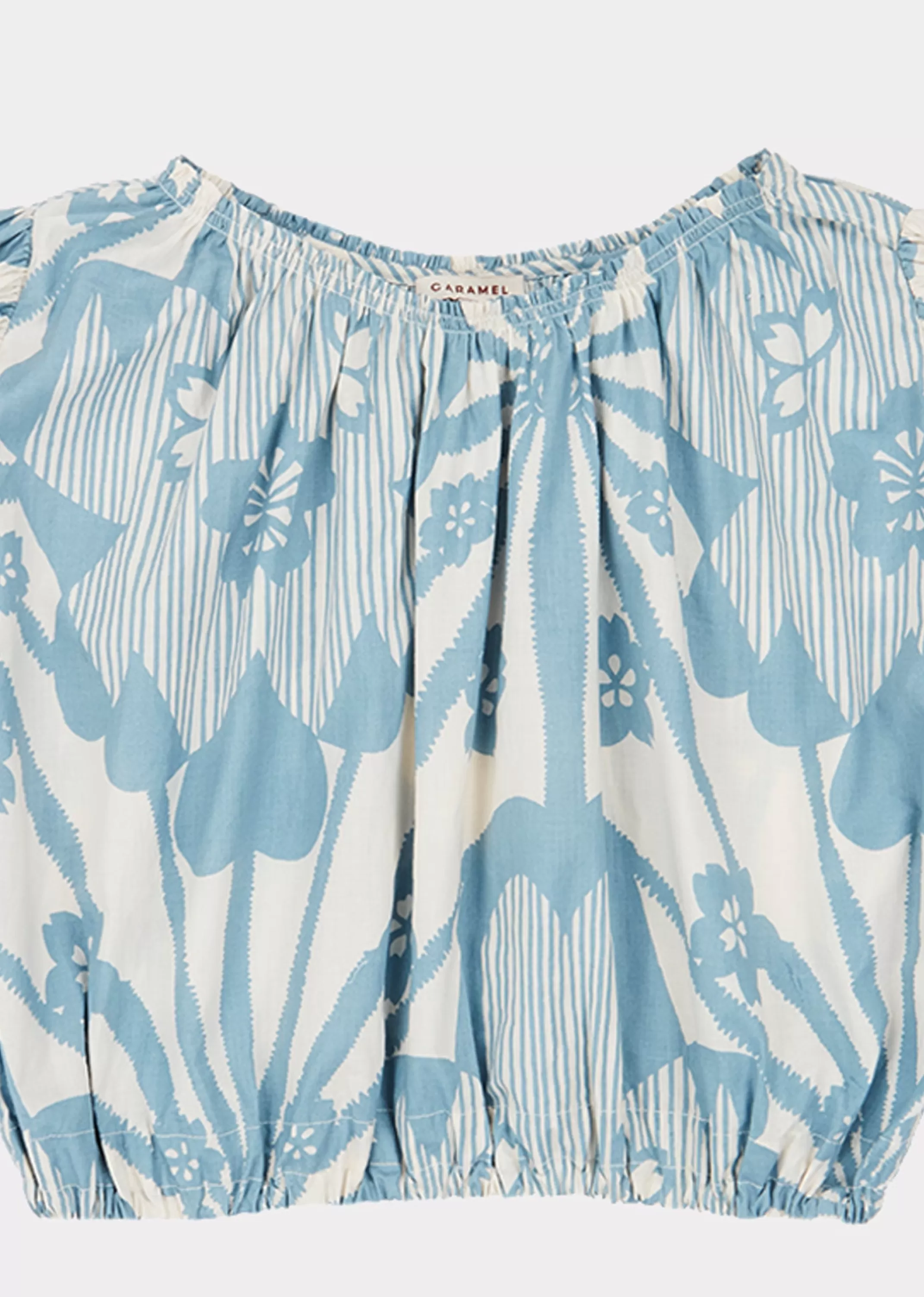 CARAMEL Queenspark - Camicia Elegante con Stampa Floreale Azzurra, Stile Primaverile per Donna