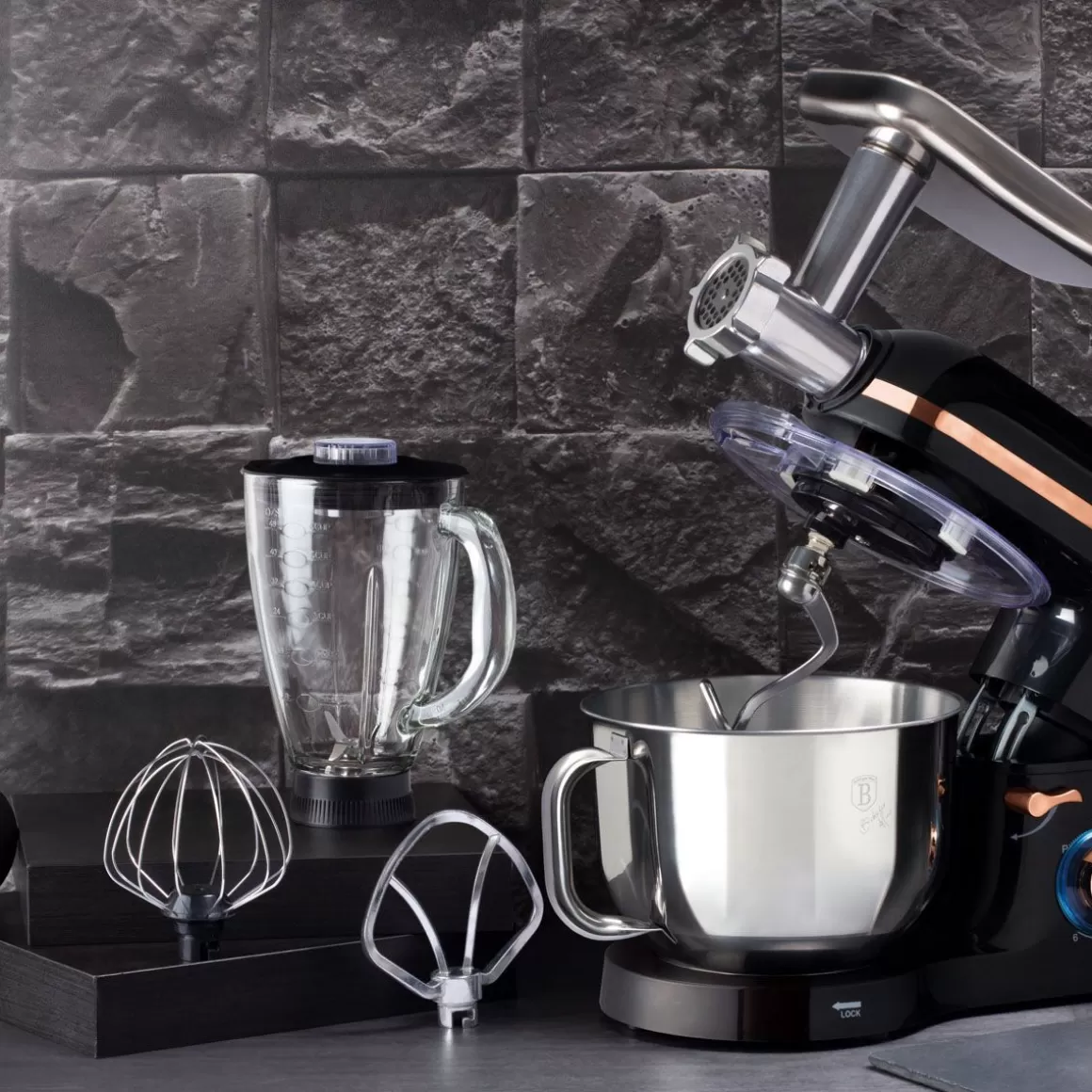 Berlinger Haus Robot da Cucina Multifunzione Monaco - Design Elegante in Nero/Rosa con Potenza 1400W per Preparazioni Versatili