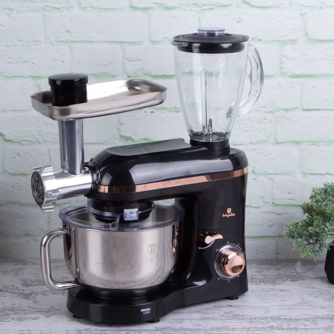 Berlinger Haus Robot da Cucina Multifunzione Monaco - Design Elegante in Nero/Rosa con Potenza 1400W per Preparazioni Versatili