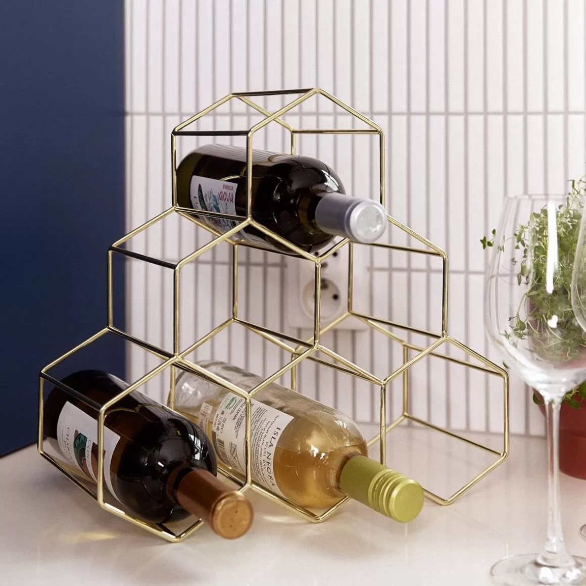 Portabottiglie in metallo Duncan per vino HOMLA - Design elegante 33x16x31 cm