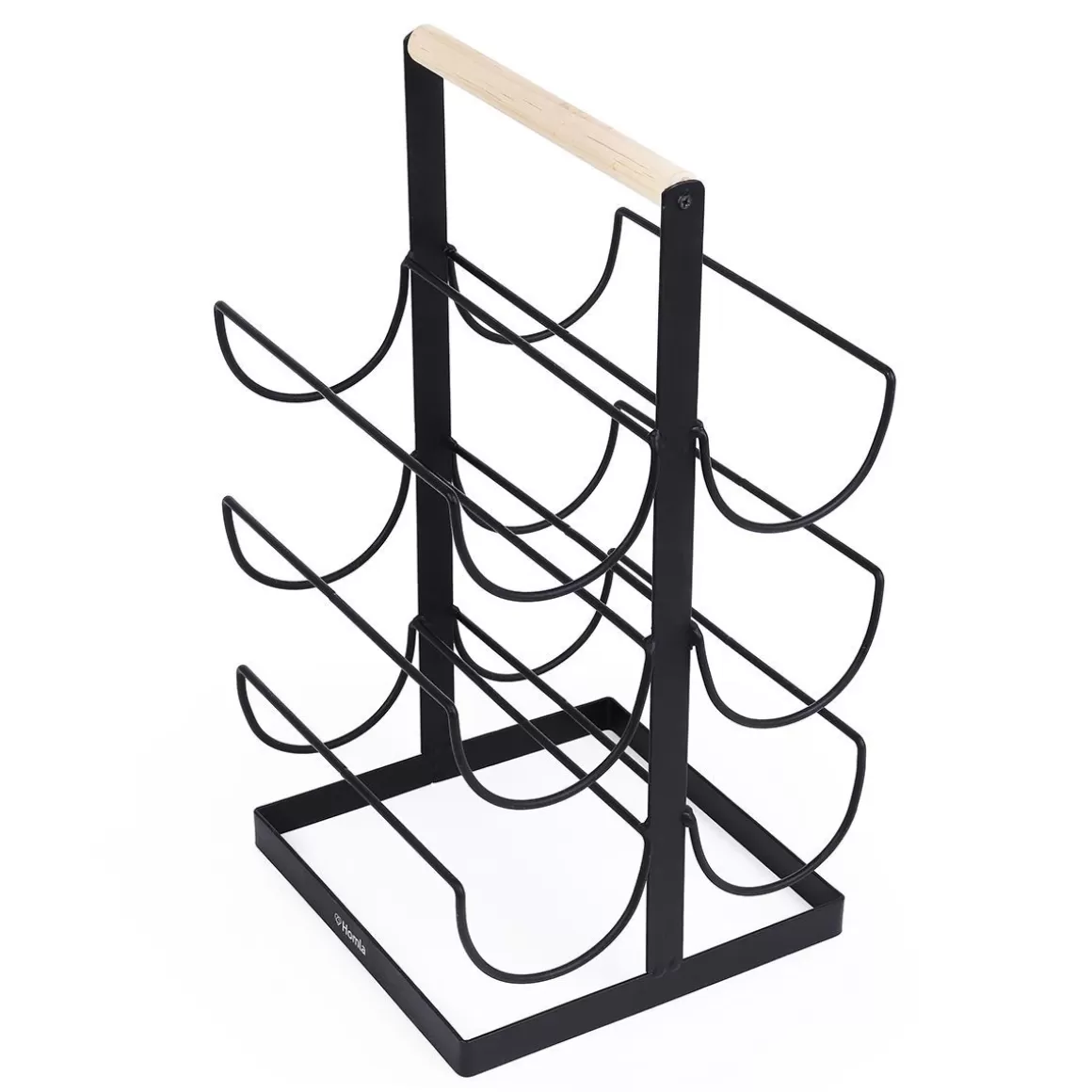 Portabottiglie in Legno Duncan per Cantina, Design HOMLA 40x22 cm - Supporto Elegante per Bottiglie di Vino
