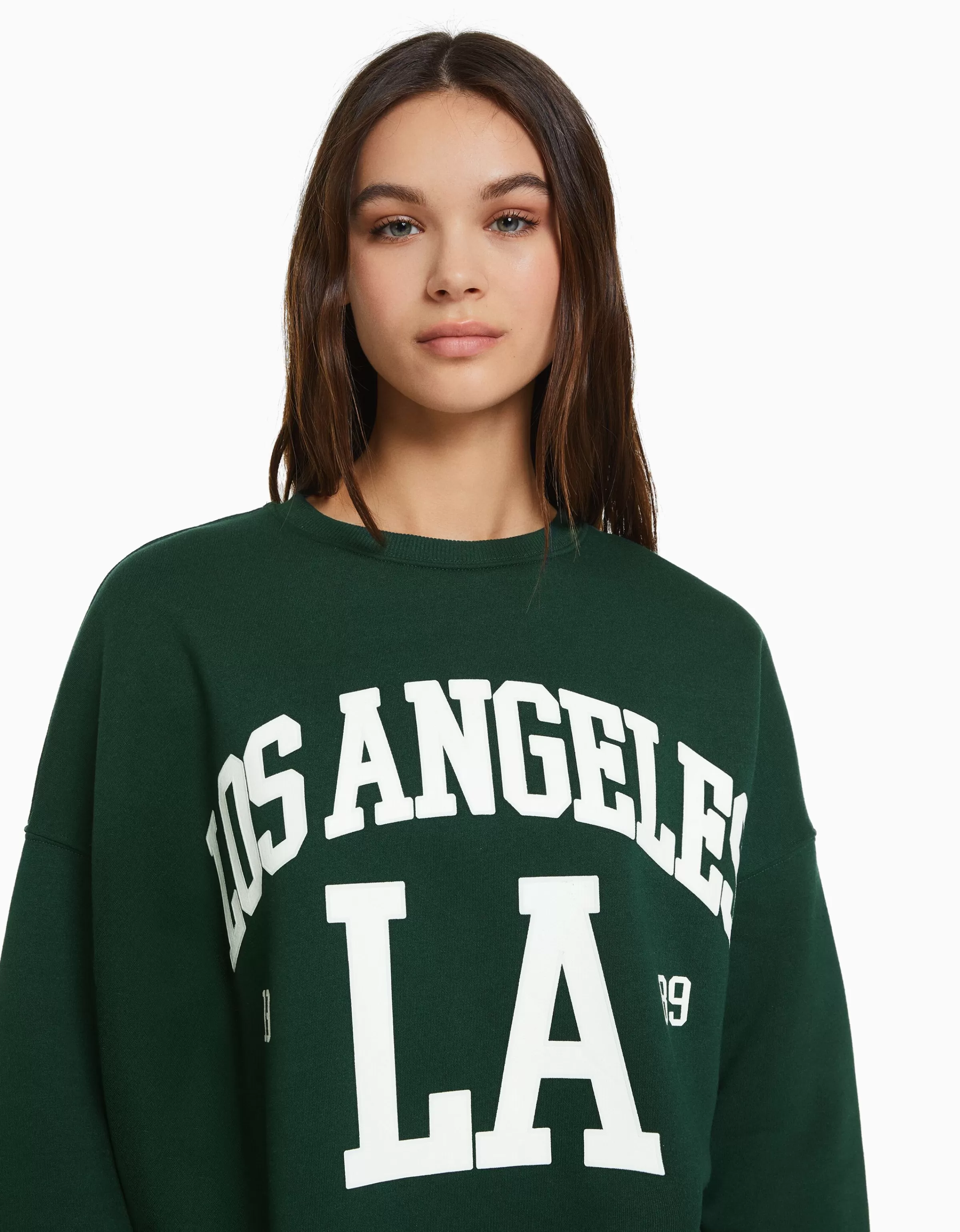 Felpa Oversize Bershka con Stampa Geometrica in Tonalità Celeste