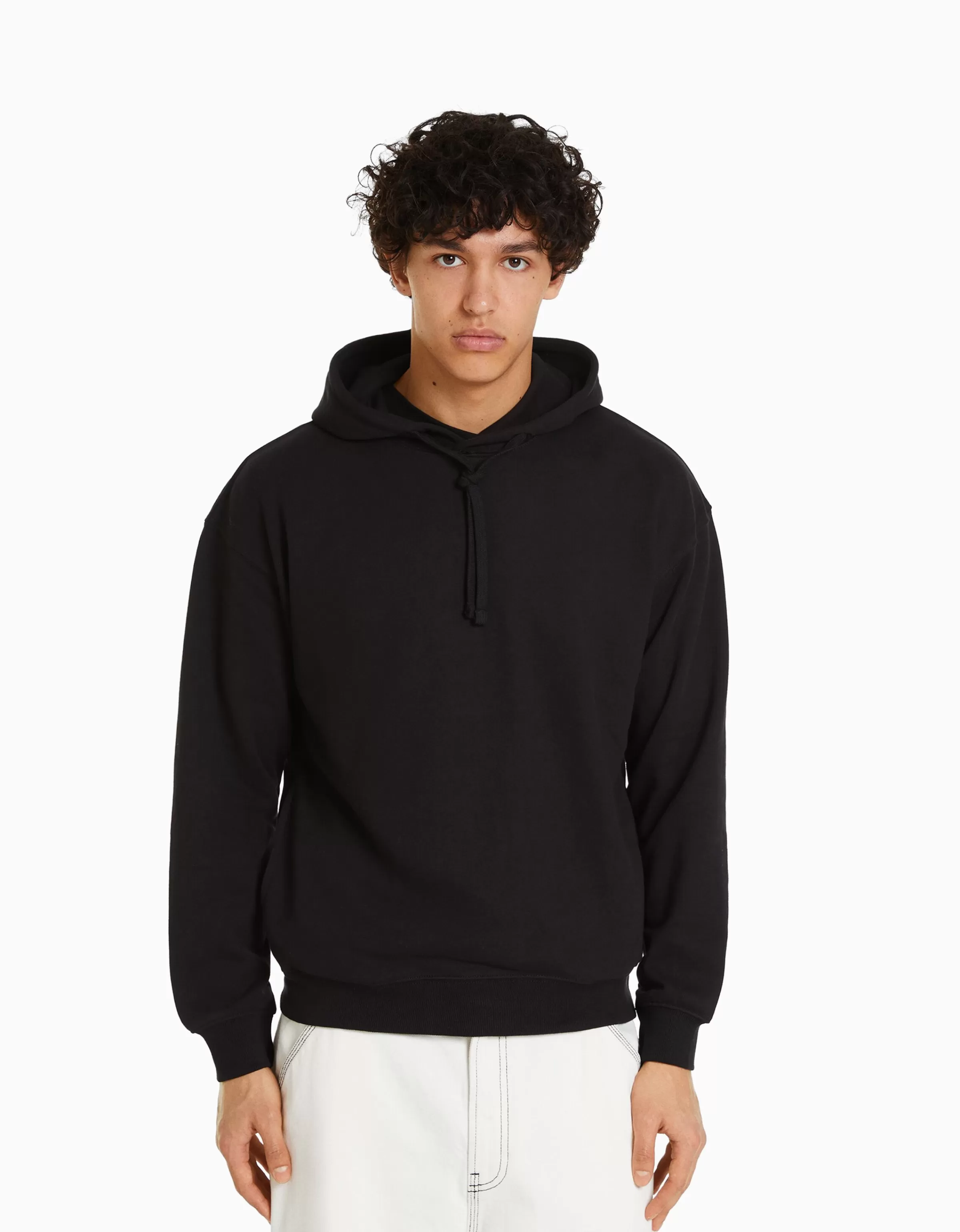Cappuccio Bershka Original - Felpa Oversized Uomo Nero Carbone Stile Casual

（：，，