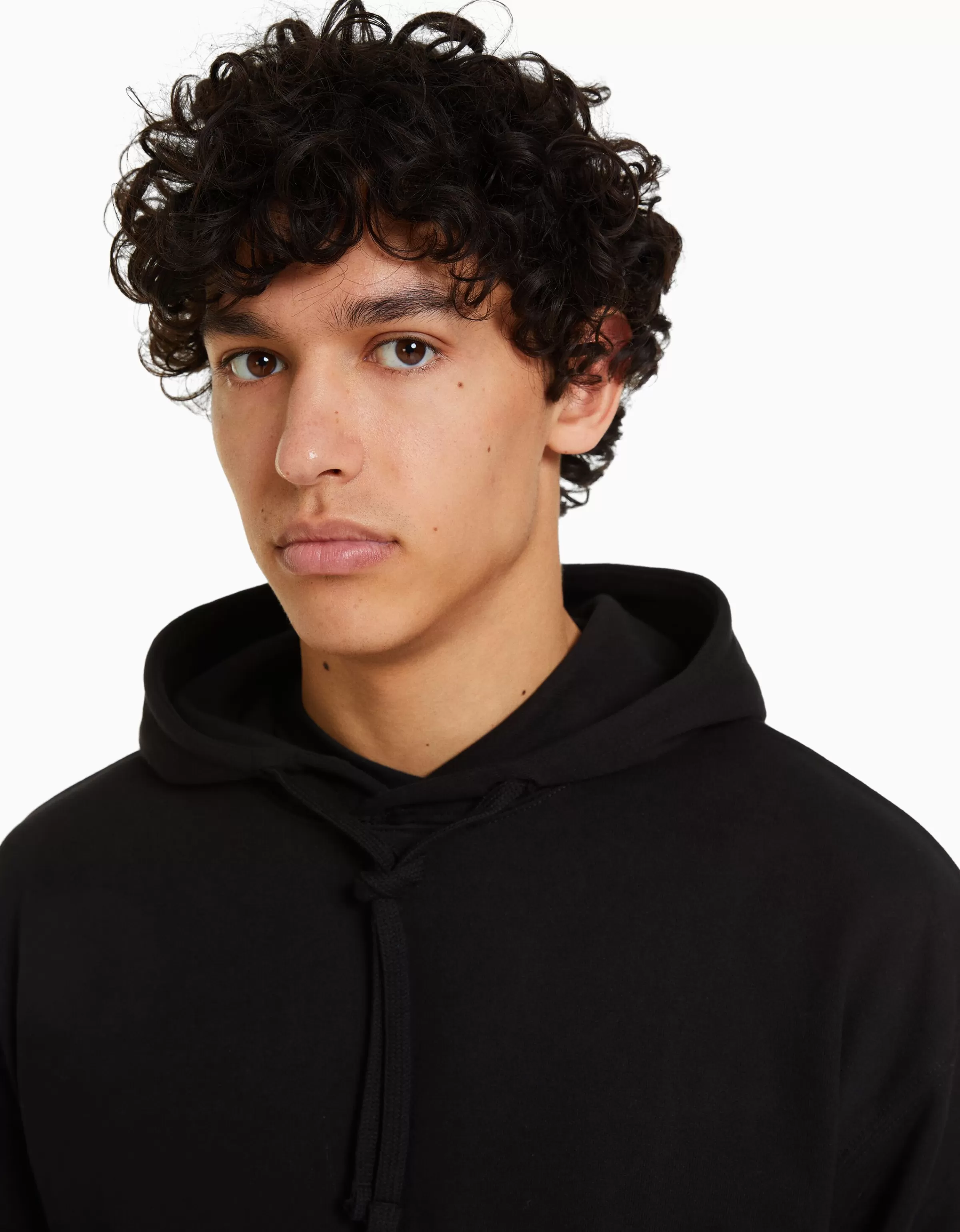 Cappuccio Bershka Original - Felpa Oversized Uomo Nero Carbone Stile Casual

（：，，