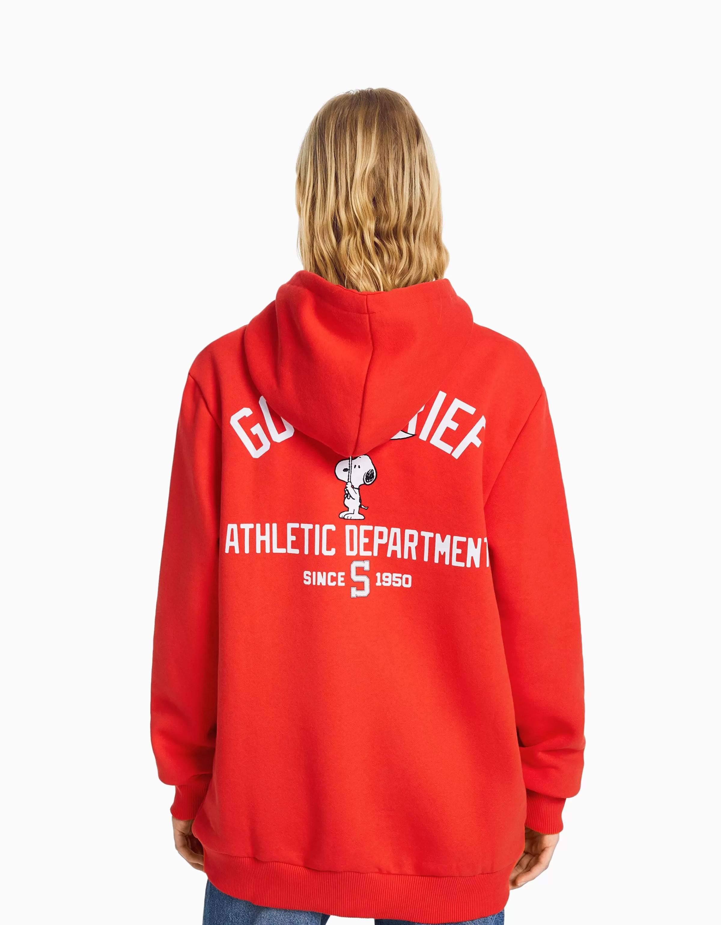 Felpa con cappuccio rossa ispirata ai cartoni animati – Design ricamato Snoopy | BERSHKA