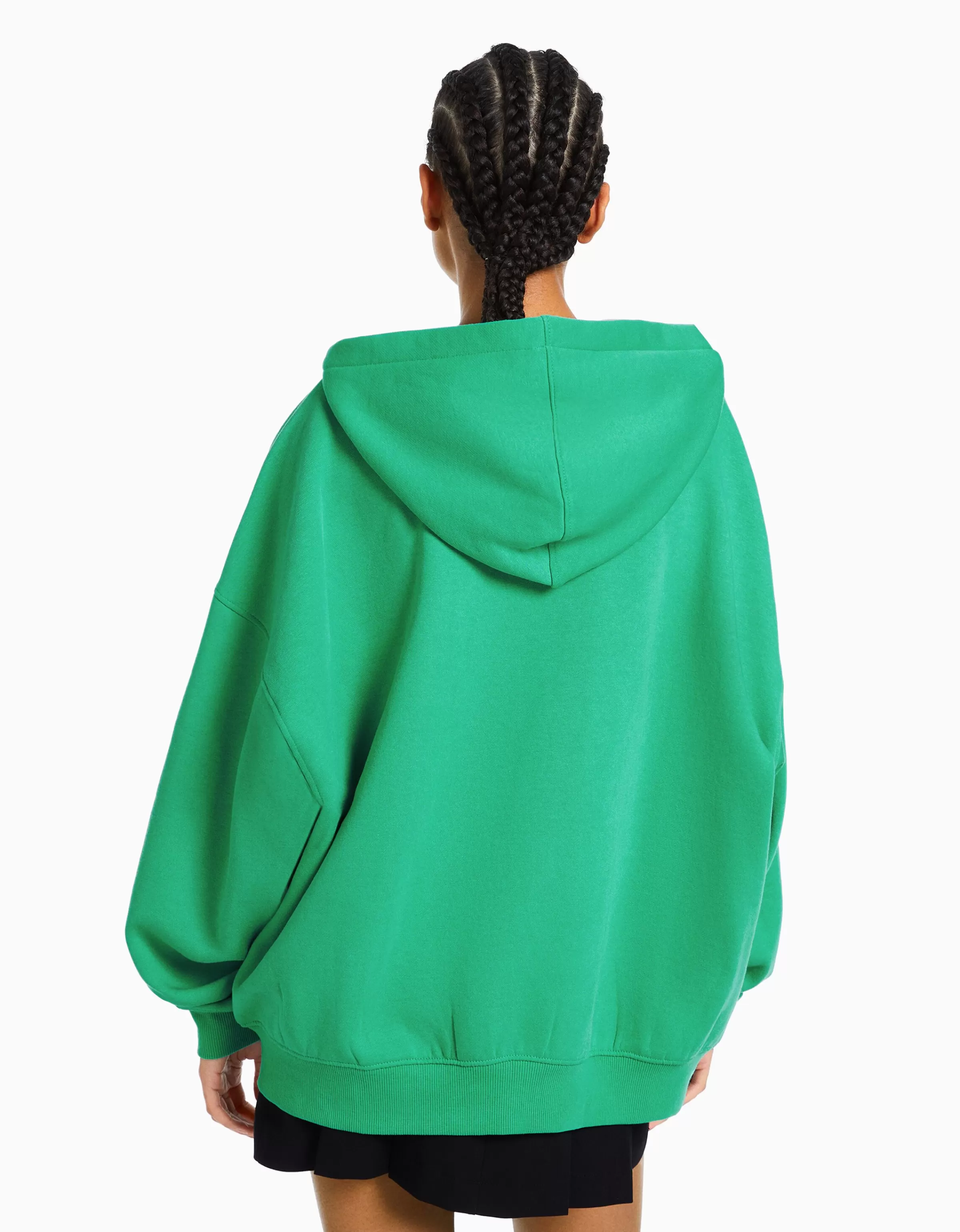 BERSHKA Felpa Oversize con Cappuccio Zip Foresta - Stile Casual Moderno