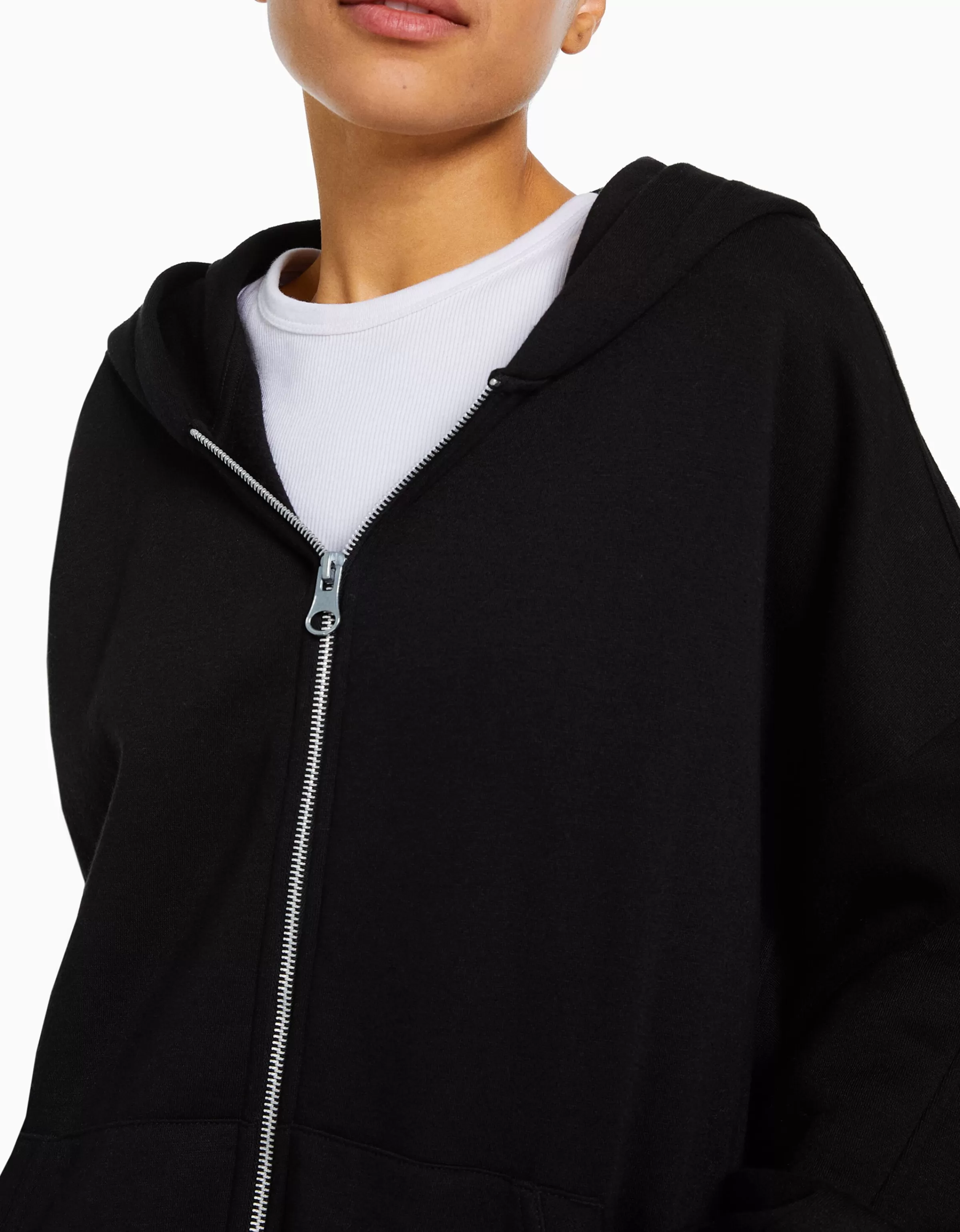 BERSHKA Felpa con Cappuccio Zip - Nero Oversize Comoda, Stile Casual Urbano