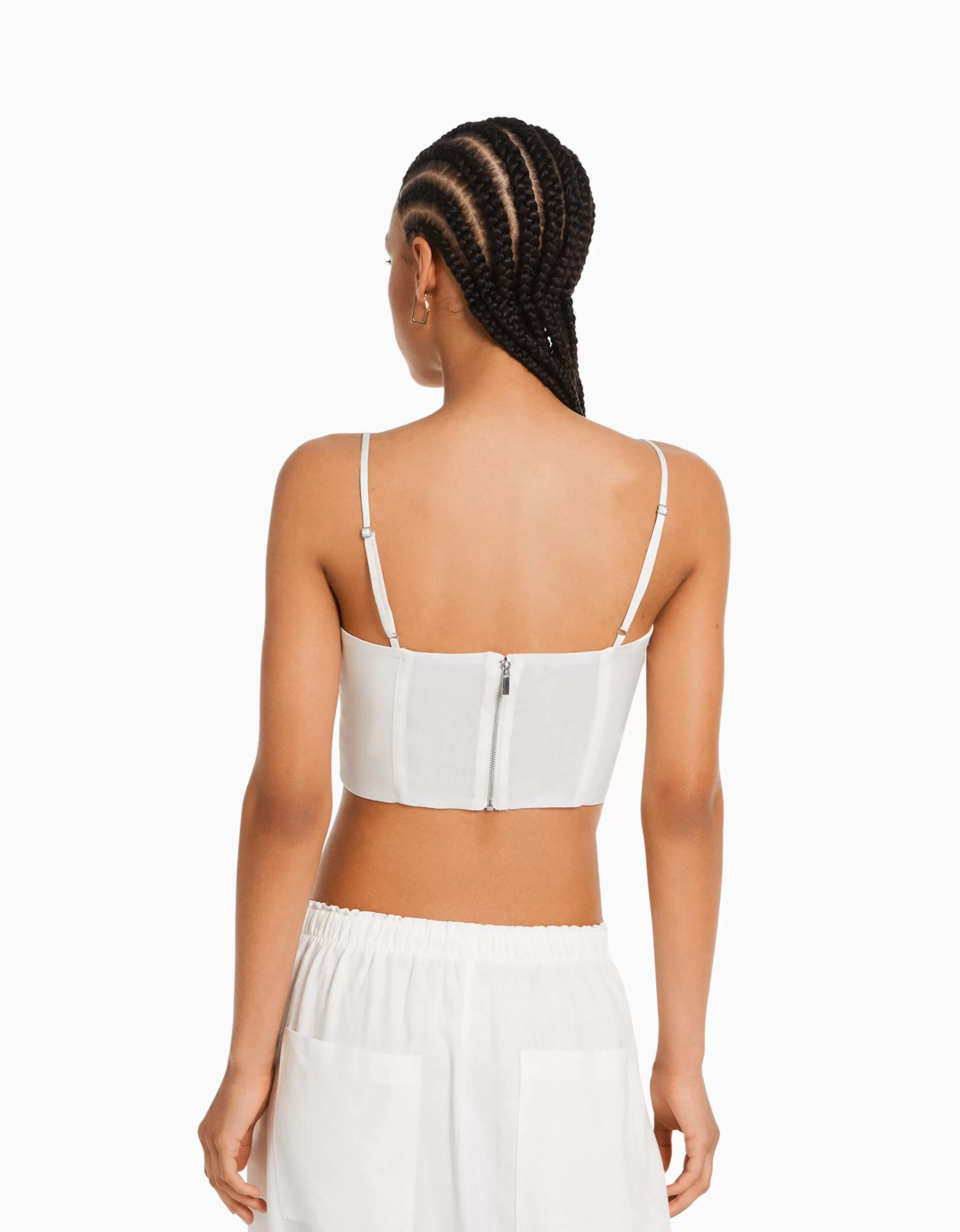 Corsetto satinato Bershka con spalline sottili - Tonico azzurro cielo per look elegante
