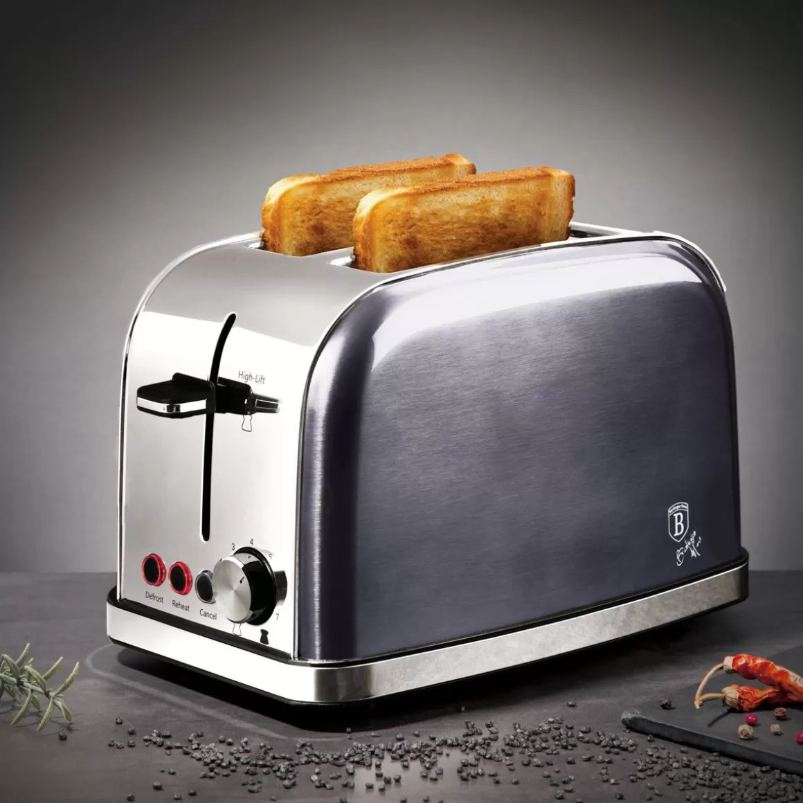 Tostapane Professionale BERLINGER HAUS Carbon Pro - Doppia Vaschetta, 750W-850W per Cottura Perfetta