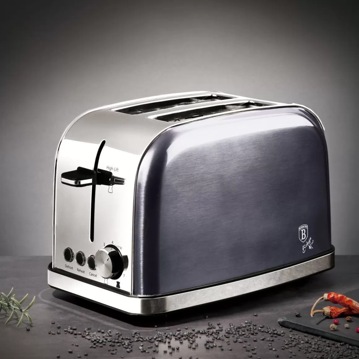 Tostapane Professionale BERLINGER HAUS Carbon Pro - Doppia Vaschetta, 750W-850W per Cottura Perfetta