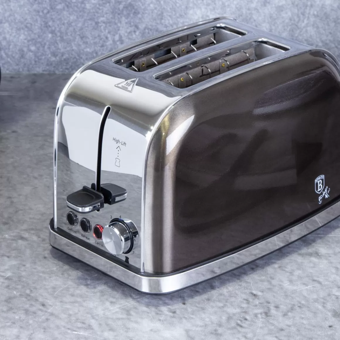 Tostapane BERLINGER HAUS Nero Metallizzato - Doppia fessura con potenza regolabile (750W/850W), design compatto per colazioni perfette