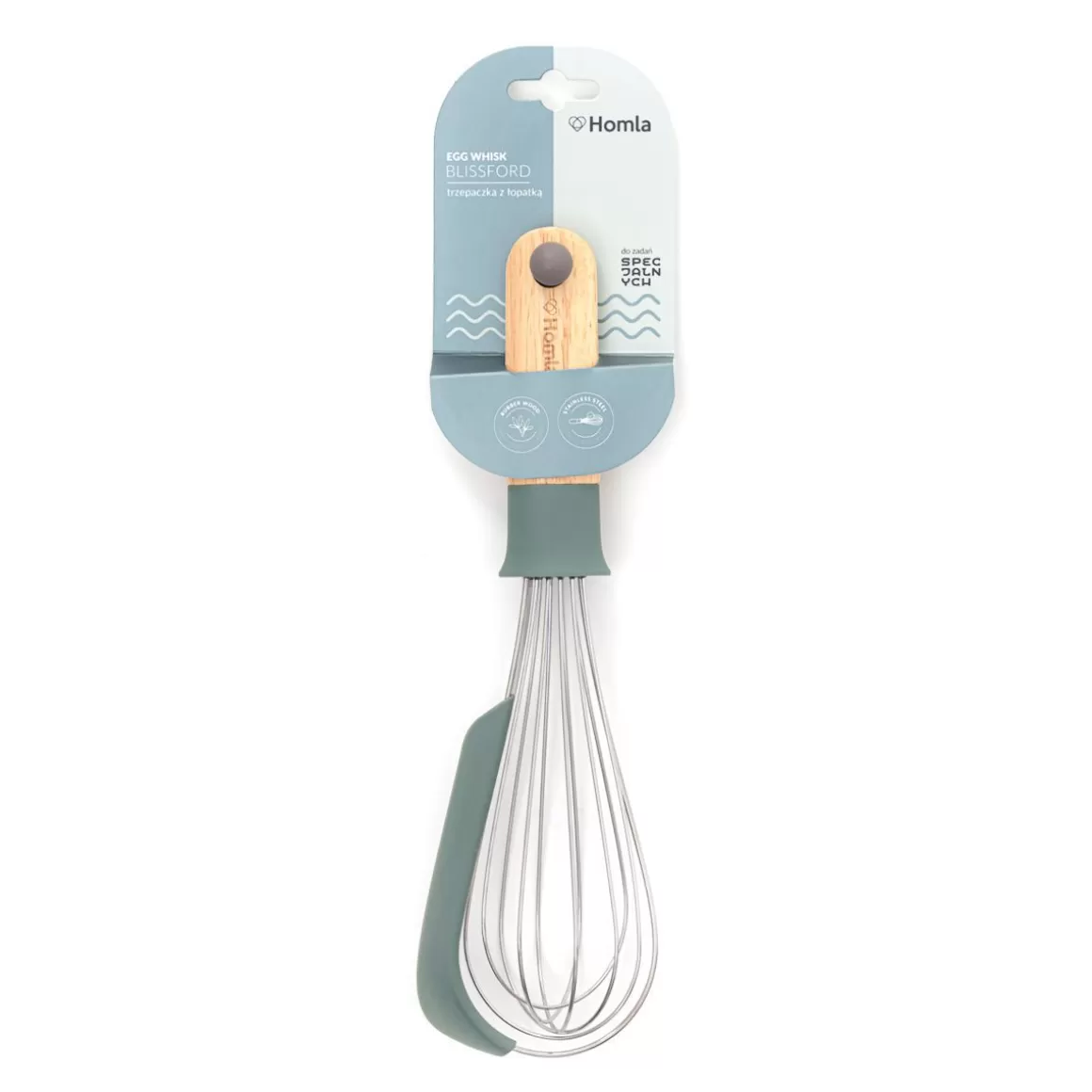 HOMLA Frusta da Cucina Blissford con Paletta Integrata - Design Ergonomico 27x7 cm per Impasti Perfetti
