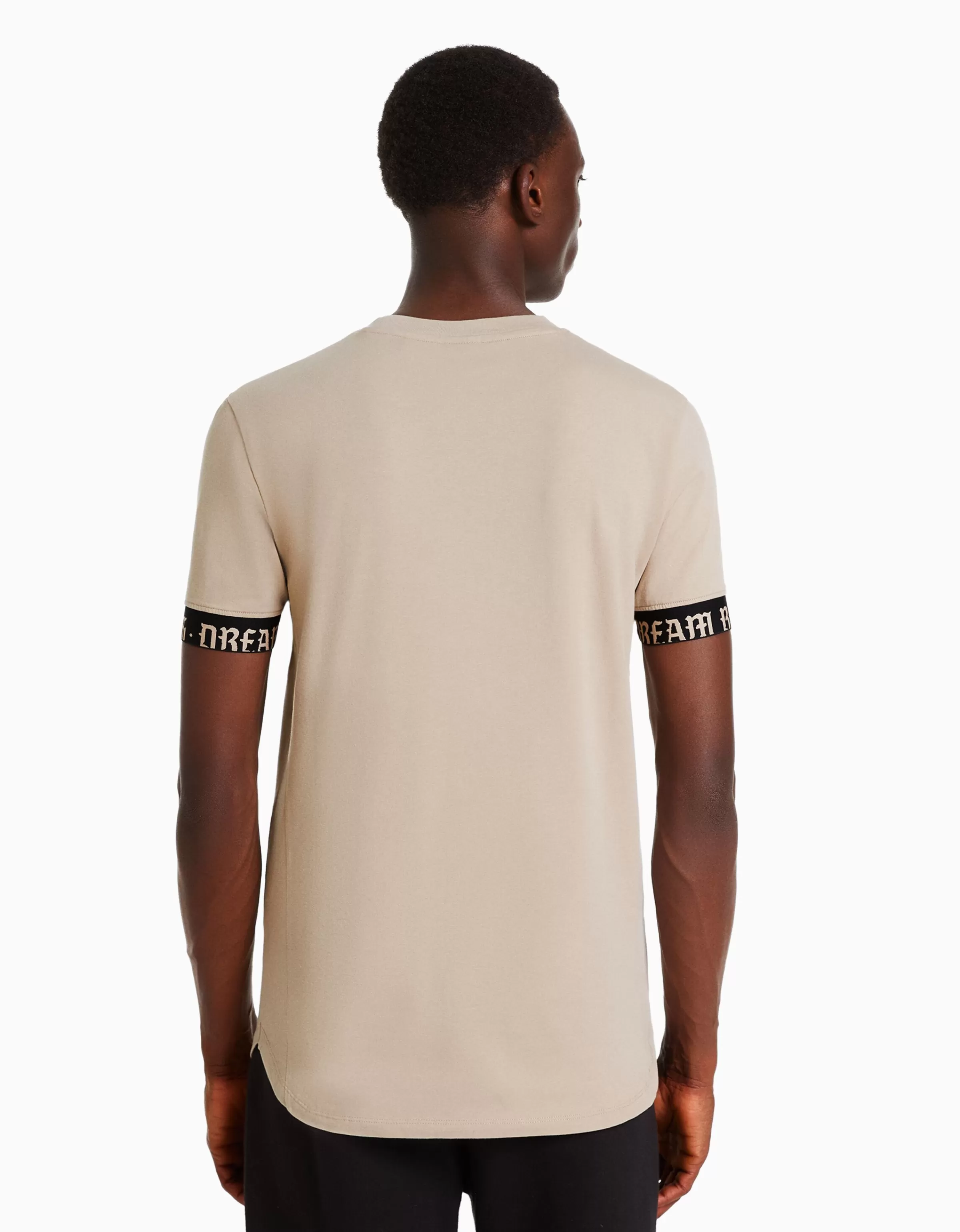 BERSHKA Maglietta Uomo Maniche Corte Modello Muscolare con Finiture Sfilacciate Turchese