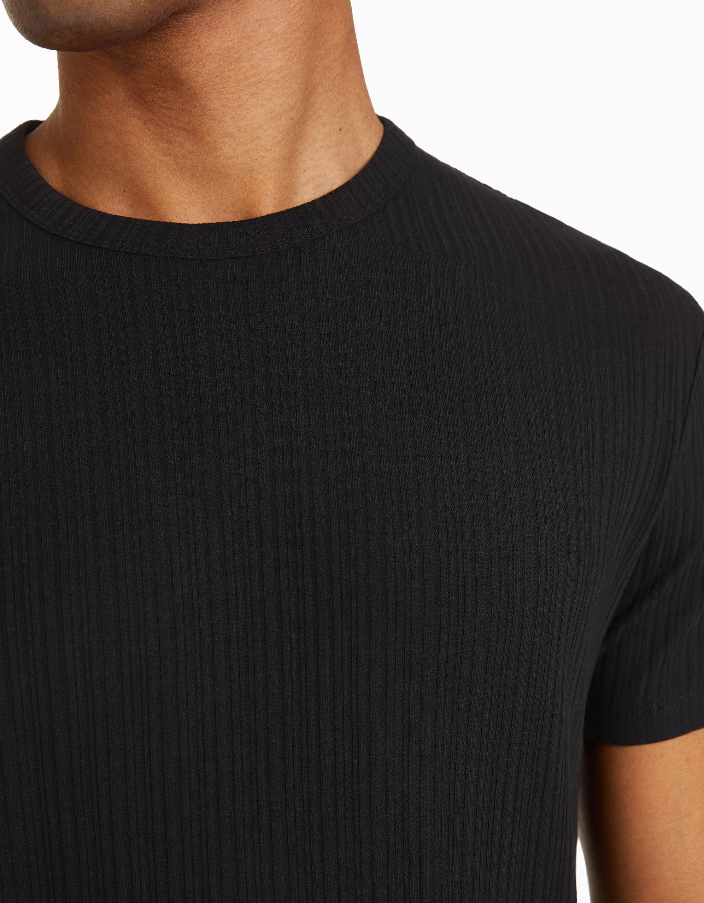 BERSHKA - Maglietta slim a maniche corte in cotone rigato, color panna