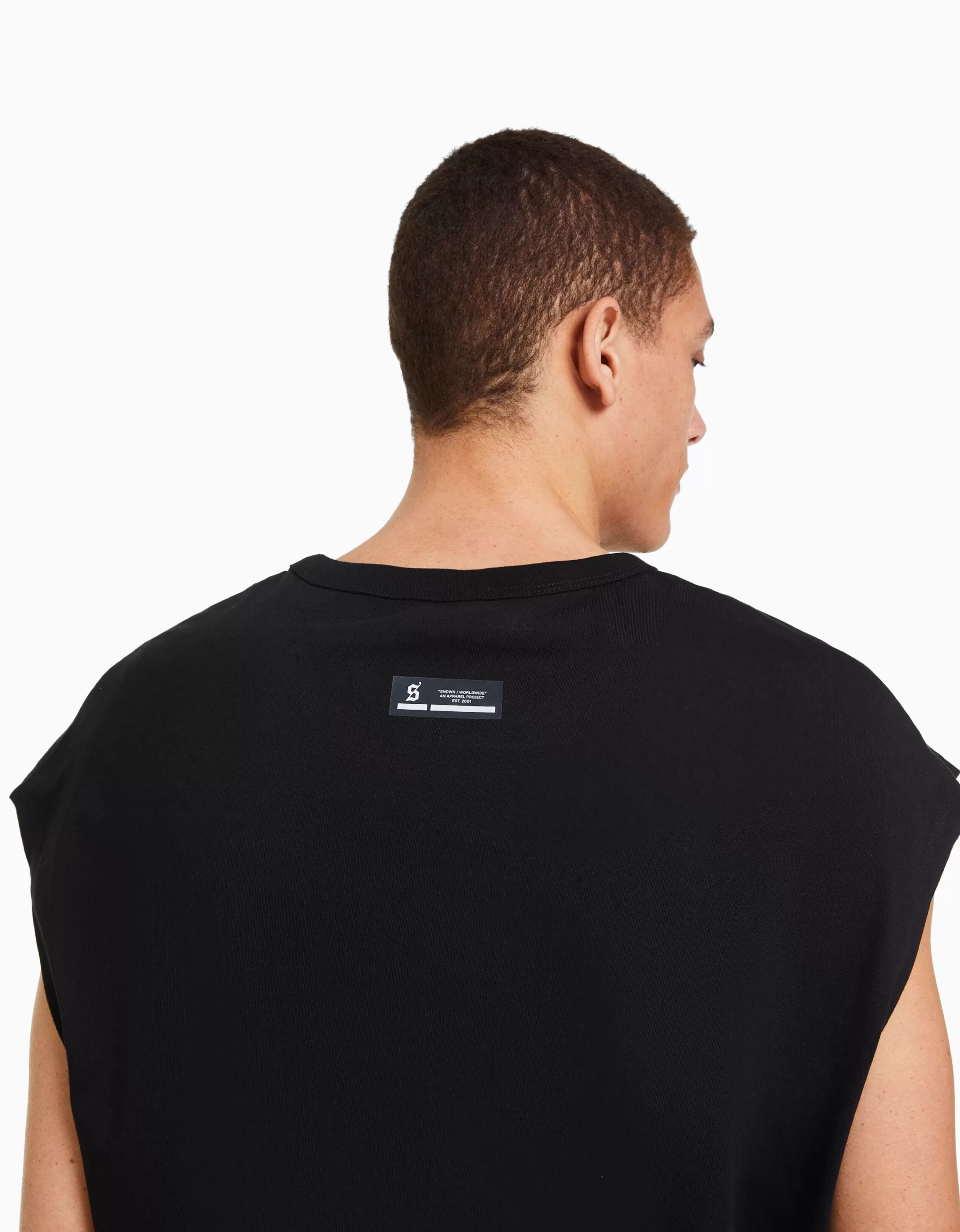 Bershka Top urbano senza maniche - Modello comodo oversize in cotone stretch nero