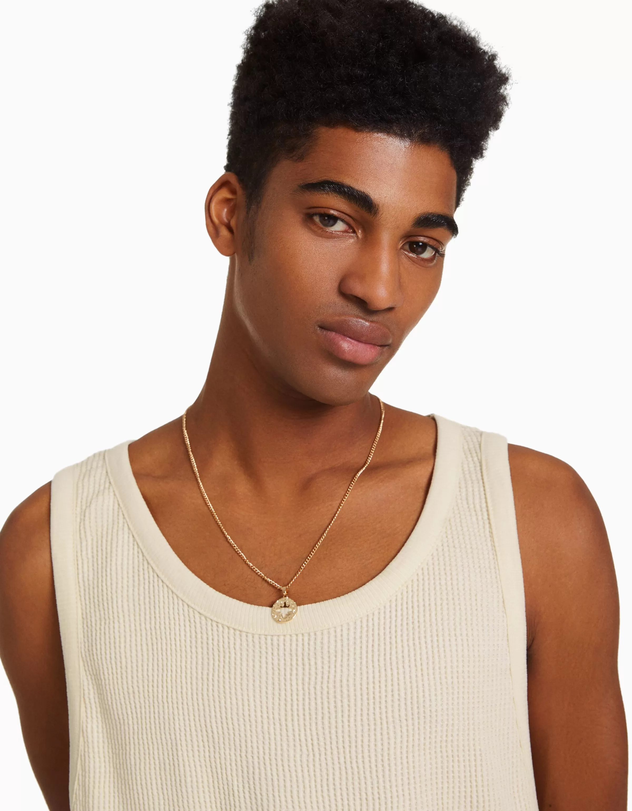 BERSHKA Top essenziale senza maniche - Bianco avorio - Stile lavorativo minimalista 

（：，，