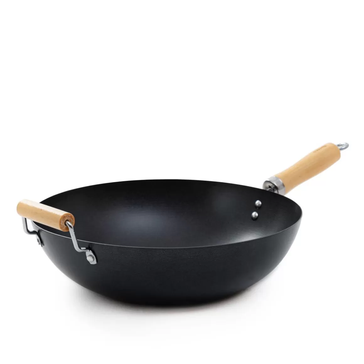 Padrona Wok Sydney Z HOMLA con Impugnatura in Legno Naturale - 32 cm per Cucina Professionale