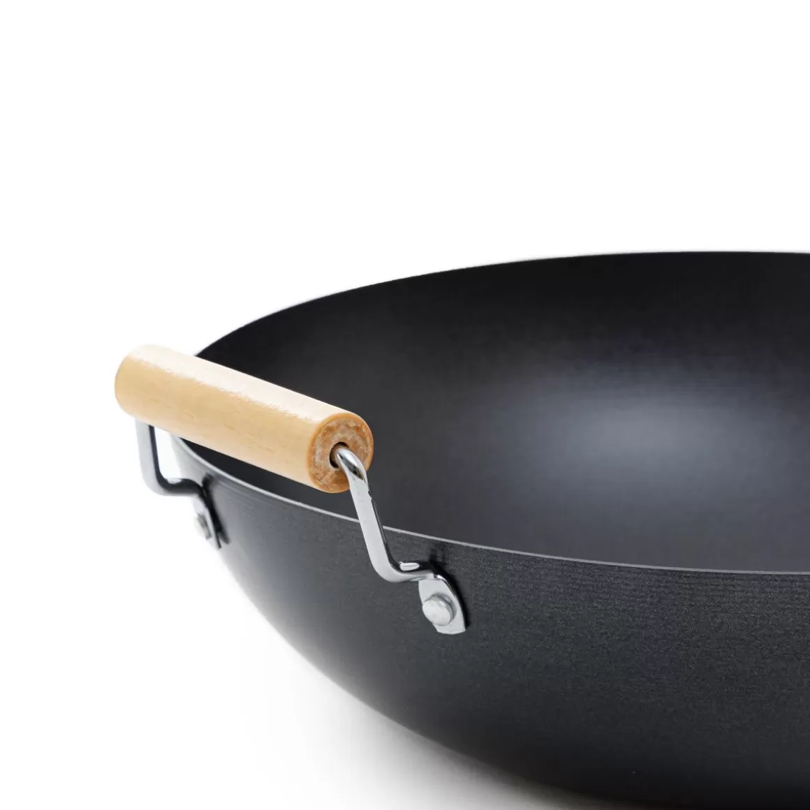 Padrona Wok Sydney Z HOMLA con Impugnatura in Legno Naturale - 32 cm per Cucina Professionale
