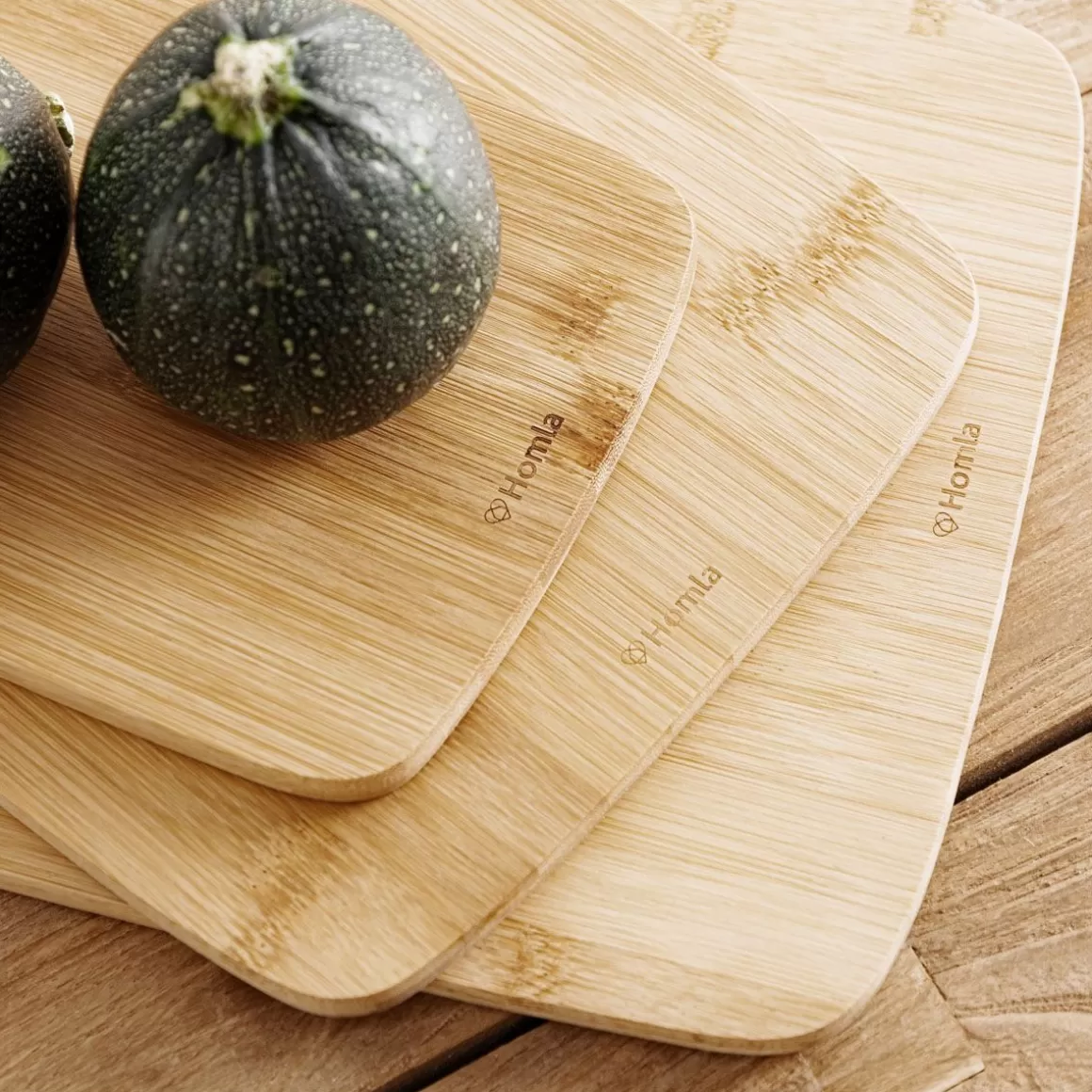 HOMLA Set 3 Taglieri in Bambù Naturale - Taglieri da Cucina Durevoli, Eco-Friendly e Antiscivolo