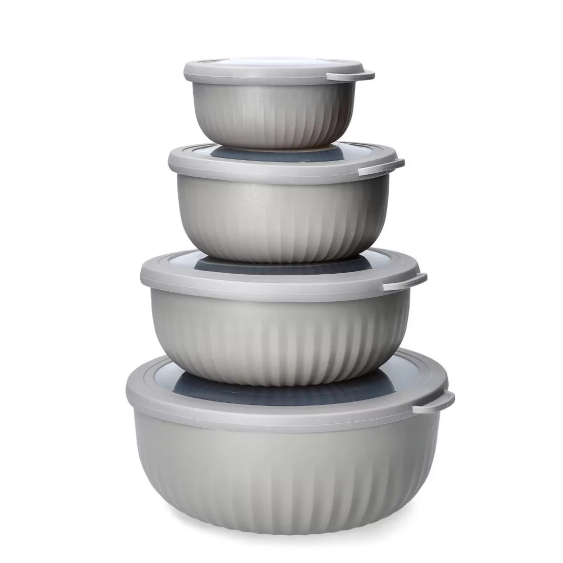 HOMLA Kit Cucina Pratica: 4 Ciotole con Coperchi Multiuso per Conservazione e Preparazioni, Set Completo Ideale per ogni Necessità