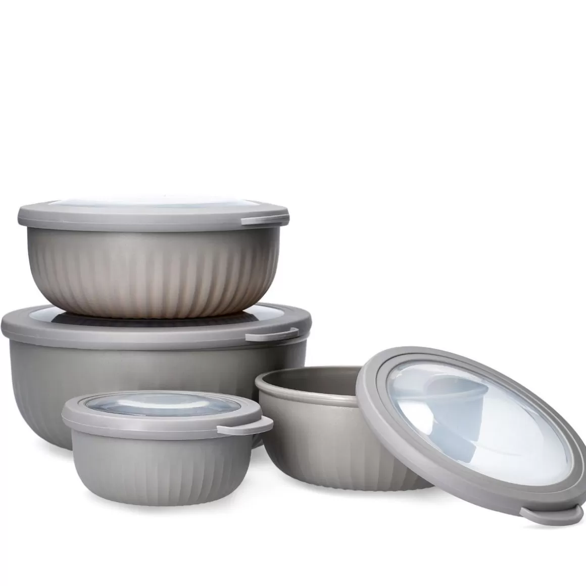 HOMLA Kit Cucina Pratica: 4 Ciotole con Coperchi Multiuso per Conservazione e Preparazioni, Set Completo Ideale per ogni Necessità
