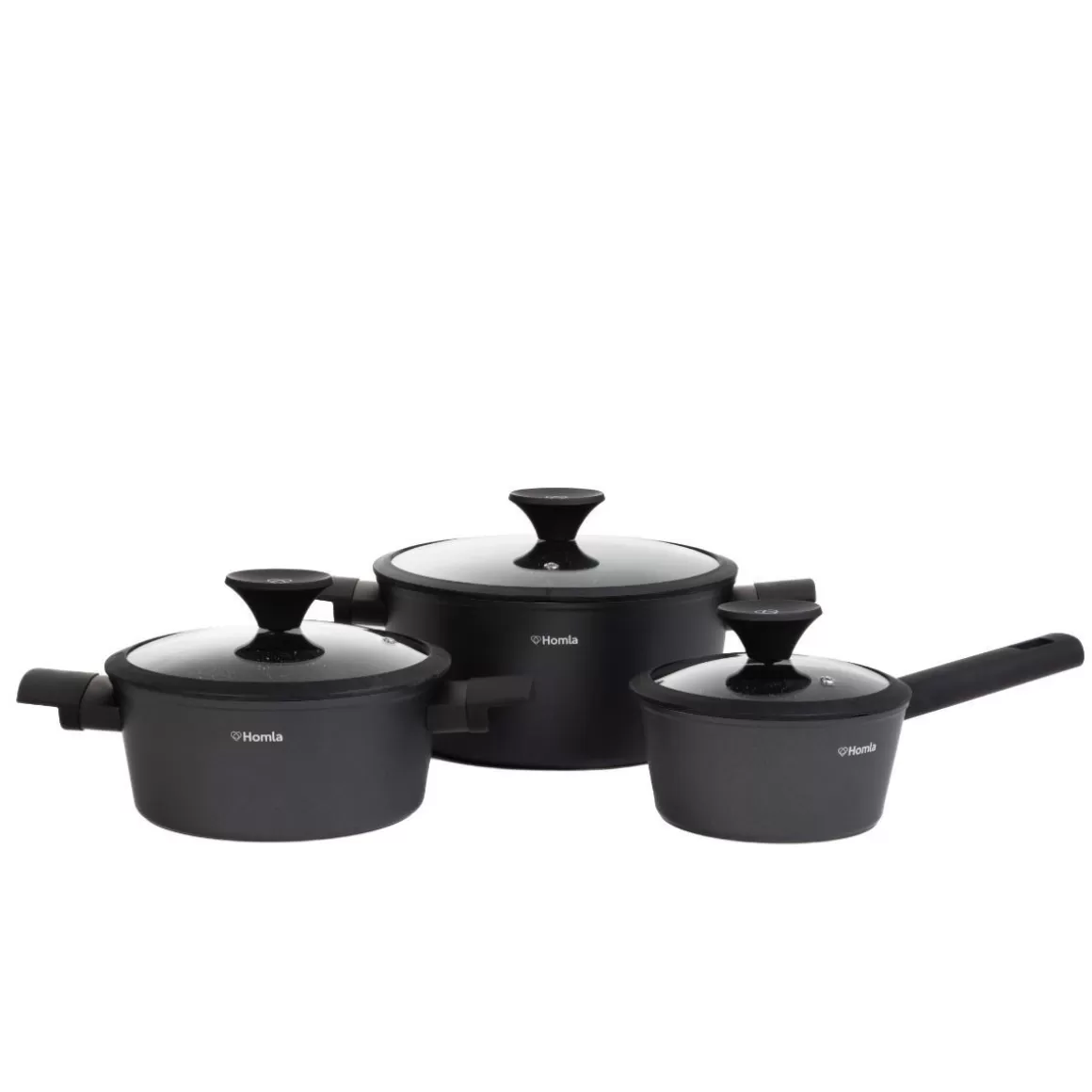 Homla - Set Pentole Tristan Marmo, 6 Pezzi con Rivestimento Antiaderente, Collezione Elegante per Cucine Moderne