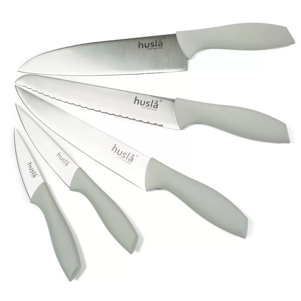 Set di Coltelli Premium HUSLA - 5 Pezzi con Blocco Portacoltelli, Ideale per Cucina Professionale