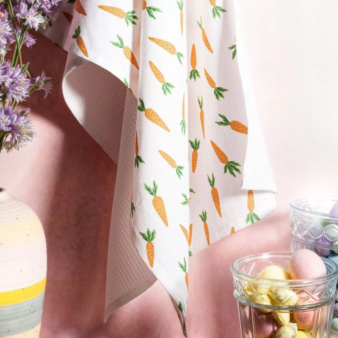 HOMLA - Set di Strofinacci da Cucina con Motivo Carota | 2 Pezzi 45x65 cm | Pratici e Decorativi per la Tua Casa 

（：。，