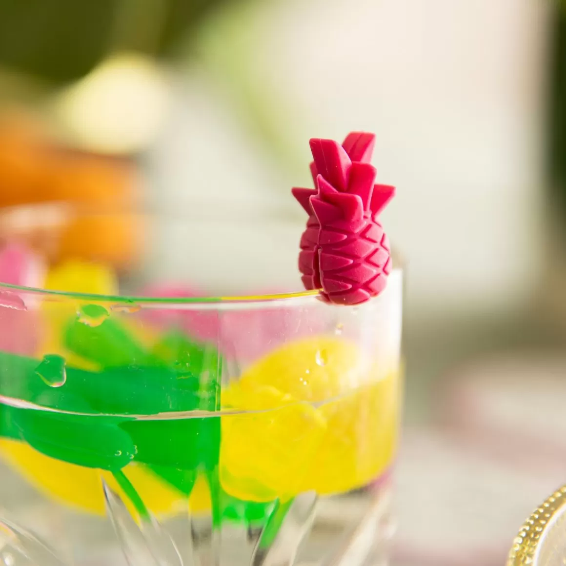 Adesivi estivi rimovibili HOMLA - Decorazioni tropicali ananas per bicchieri e coppe, 6 pezzi impermeabili
