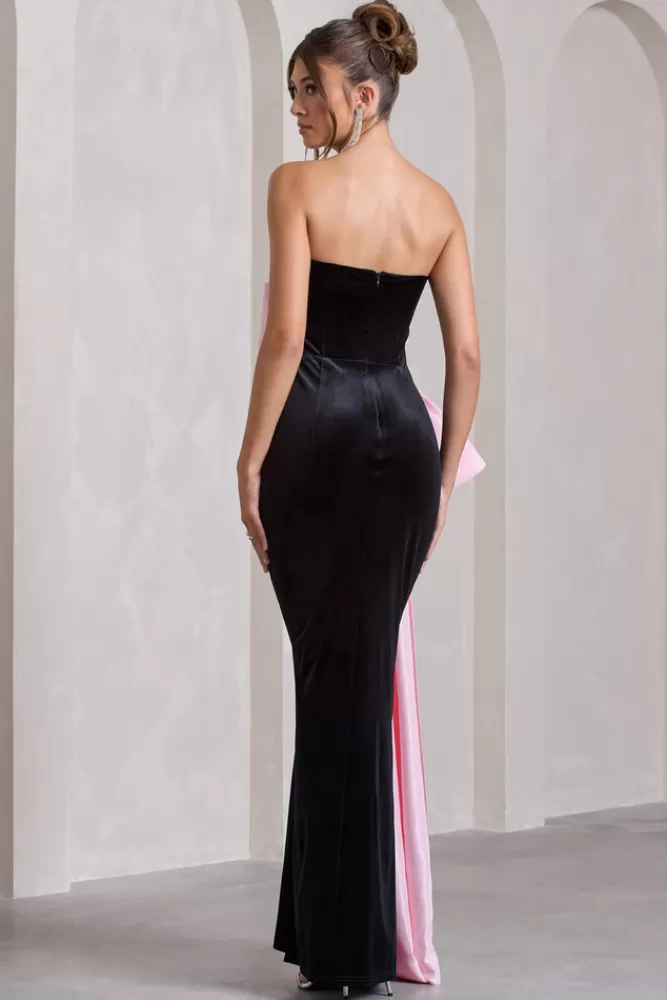 Abito Midi Elegante in Velluto con Spacco Laterale - Nero con Fiocco Rosa Oversize | Collezione Best Wishes di Club L London 

(Alternativa più accattivante: Abito da Sera Club L London in Velluto Pregiato - Nero Sensuale con Spacco e Dettaglio Glamour del Fiocco Rosa Gigante)