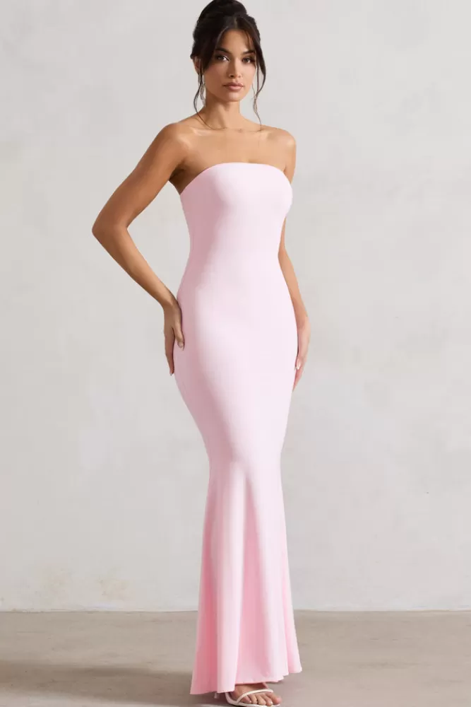 Abito da Cerimonia Rosa a Coda di Sirena con Scollo Bandeau - Tulle Elegante by Club L London 

(Alternativa con dettagli tessuto: 
Abito Lungo Cerimoniale in Tulle Rosa Chiaro - Scollo Bandeau e Fessura Posteriore | Collezione Primavera Club L) 

(Alternativa con focus vestibilità: 
Abito Maxi Avvolgente in Tulle Rosa con Pieghe Cascanti - Design Bandeau e Coda di Sirena | Club L London)