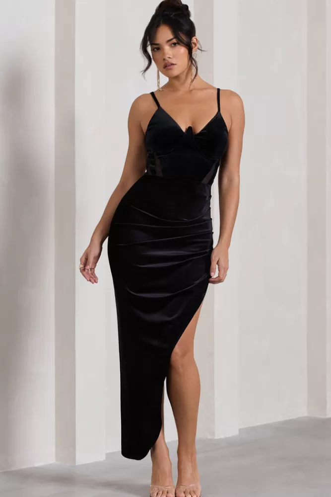 Abito Midi in Velluto con Spaghetti e Effetto Corsetto - Nero, Sconto Esclusivo | Club L London Courchevel  

Design asimmetrico innovativo con dettagli a spaghetto, realizzato in morbido velluto. Taglio midi elegante per un look sofisticato. Disponibile nella tonalità classica nera. Offerta limitata per clienti selezionati.