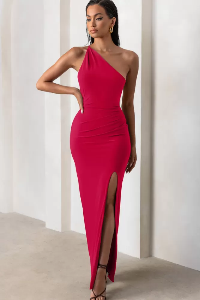 Abito Elegante Club L Londra - Vestito Lungo Asimmetrico con Schiena Scoperta in Rosso Passione | Offerta Imperdibile per Serate Sensuali