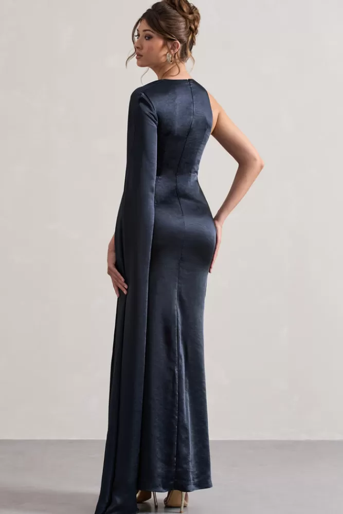 Abito Midi in Raso con Drappeggio a Mantella e Spalla Scoperta - Blu Navy, Edizione Limitata per Serata di Gala 

Abito da Sera con Spacco Ventaglio e Manica Asimmetrica - Versione Speciale Blu Marino by Club L London 

Vestito Lungo Elegante con Scollo Avvolgente e Fessura Laterale - Raso Navy, Promozione Lampo Collezione Gala