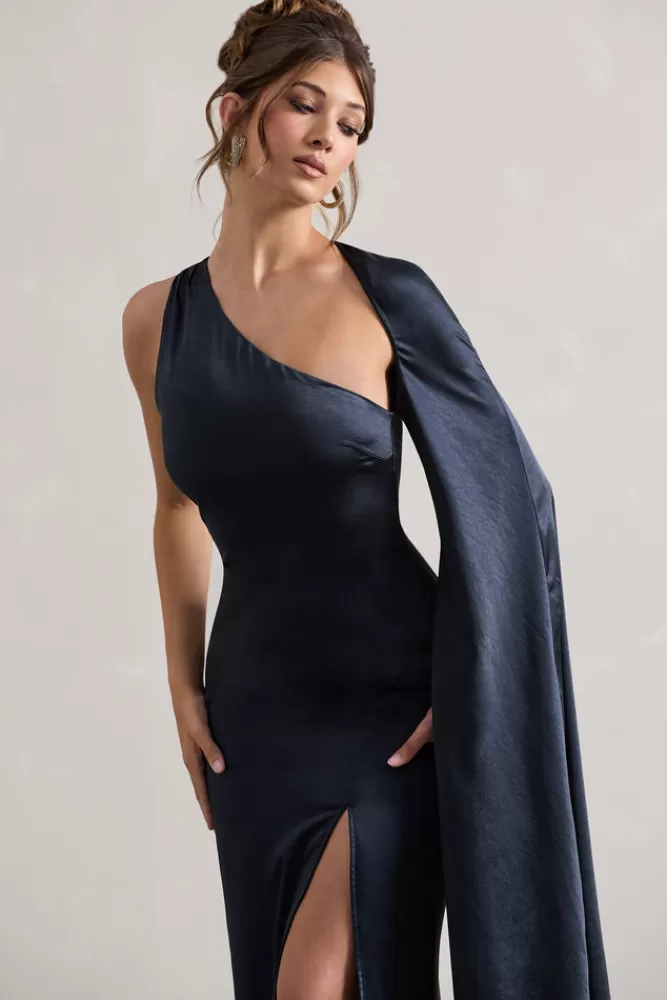 Abito Midi in Raso con Drappeggio a Mantella e Spalla Scoperta - Blu Navy, Edizione Limitata per Serata di Gala 

Abito da Sera con Spacco Ventaglio e Manica Asimmetrica - Versione Speciale Blu Marino by Club L London 

Vestito Lungo Elegante con Scollo Avvolgente e Fessura Laterale - Raso Navy, Promozione Lampo Collezione Gala