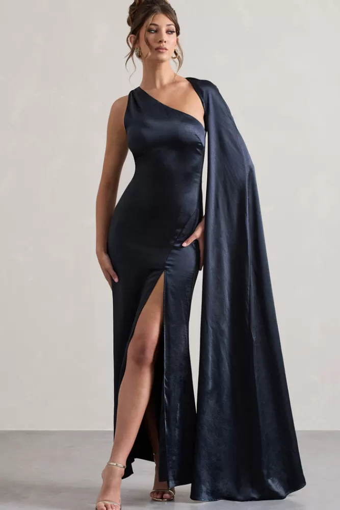 Abito Midi in Raso con Drappeggio a Mantella e Spalla Scoperta - Blu Navy, Edizione Limitata per Serata di Gala 

Abito da Sera con Spacco Ventaglio e Manica Asimmetrica - Versione Speciale Blu Marino by Club L London 

Vestito Lungo Elegante con Scollo Avvolgente e Fessura Laterale - Raso Navy, Promozione Lampo Collezione Gala
