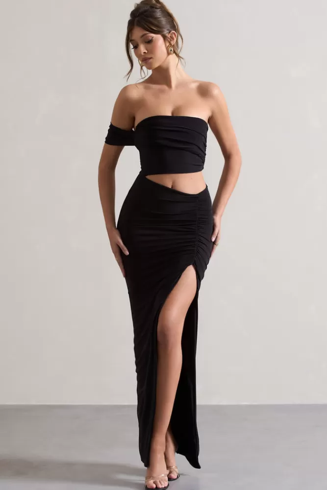 Abito Elegante Mono-manica con Tagli Asimmetrici e Scollo London Club L | Versione Nero Edizione Stellare