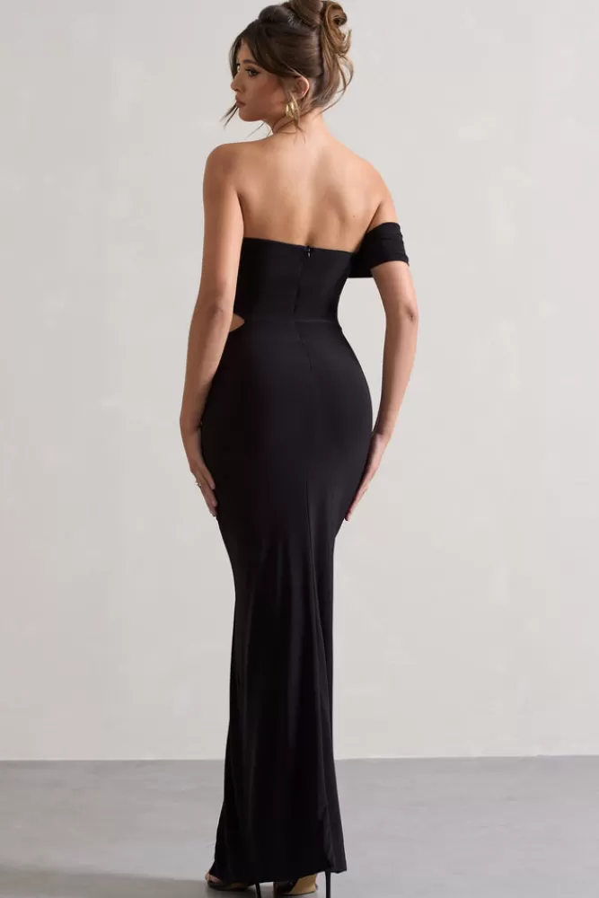 Abito Elegante Mono-manica con Tagli Asimmetrici e Scollo London Club L | Versione Nero Edizione Stellare