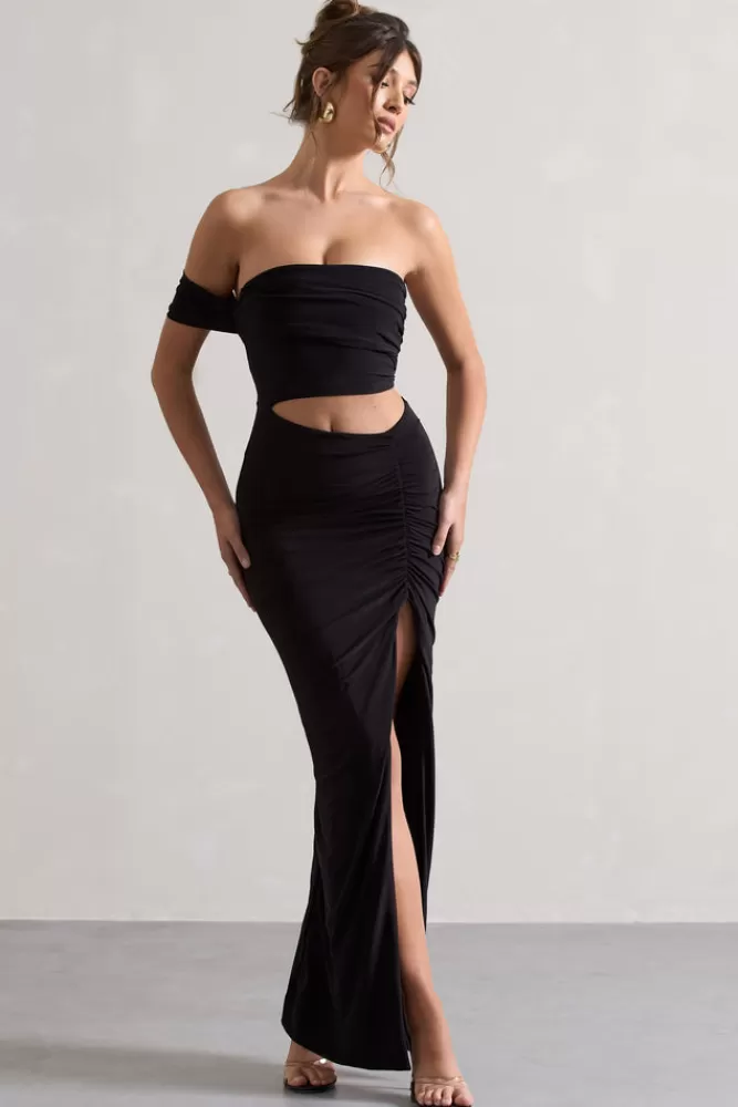 Abito Elegante Mono-manica con Tagli Asimmetrici e Scollo London Club L | Versione Nero Edizione Stellare
