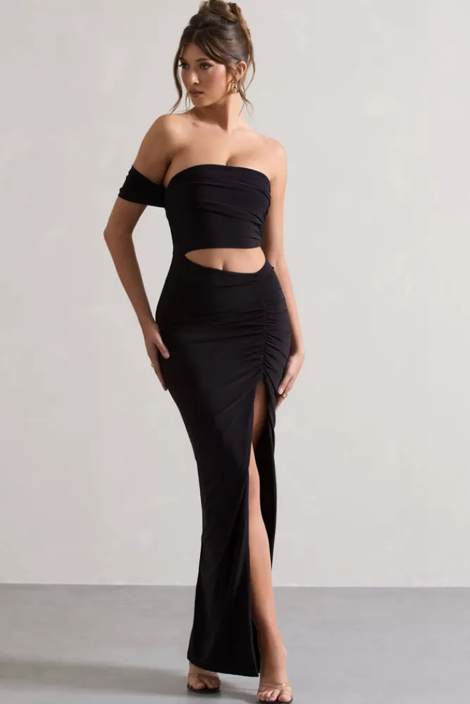 Abito Elegante Mono-manica con Tagli Asimmetrici e Scollo London Club L | Versione Nero Edizione Stellare