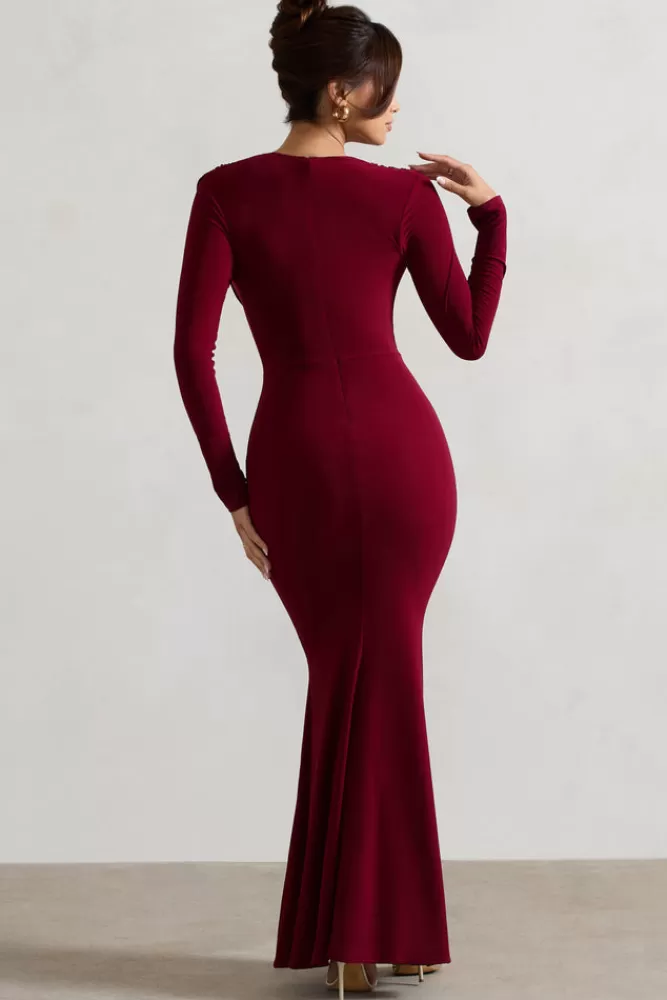 Abito Lungo Autunno/Inverno 2023 - Scollo Avvolgente Manica Lunga Club L London - Tonalità Morena con Design Cuore Elegante - Prezzo Imbattibile
